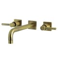 Kingston Brass KS6023DL Wall Mount Tub Faucet, Antique Brass KS6023DL